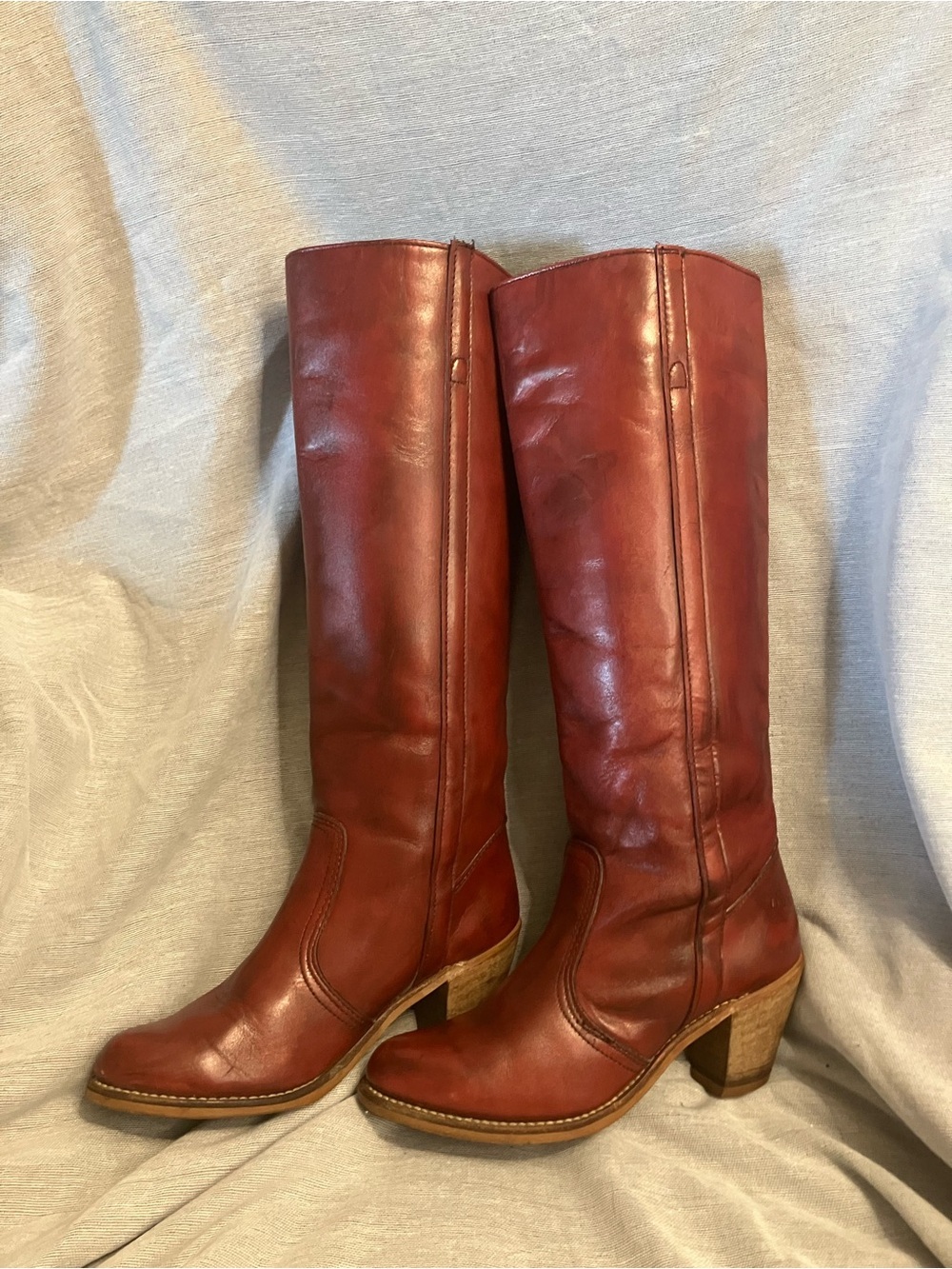 Dexter Vintage Tall Western Leather Mahogany Boots Size 6.5
